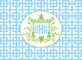 MAHJONG MONOGRAMMED SQUARE BASKETWEAVE CARD STICKER