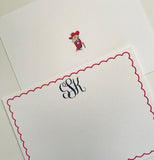 COLLEGIATE COLLECTION - LADIES MONOGRAMMED NOTECARD WITH SCHOOL LOGO - additional options available