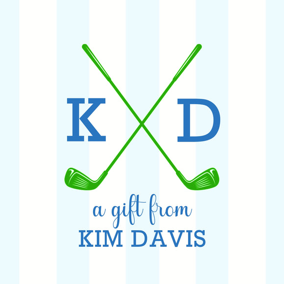 Crossed Clubs Monogrammed Gift Tag