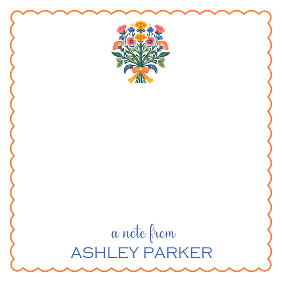 Folk Art Bouquet Personalized Notepad