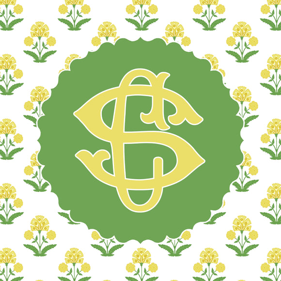 Cheery Marigold Monogrammed Gift Tag