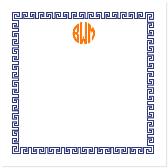 MONOGRAMMED GREEK BORDER NOTEPAD - additional colors available