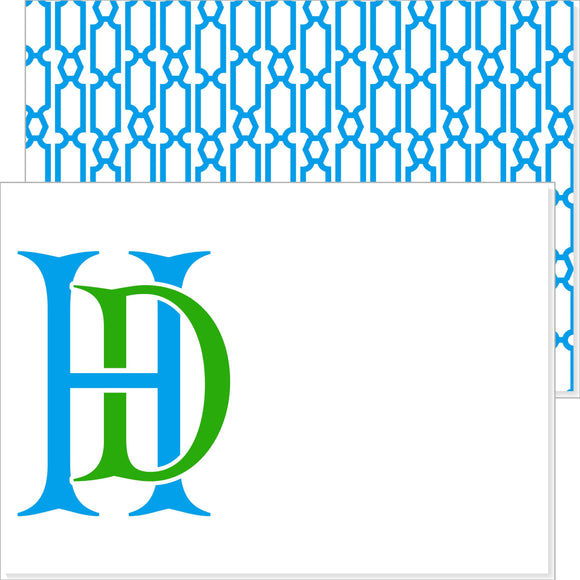 LADIES BIG BOLD 2 LETTER MONOGRAMMED NOTECARD - additional color options