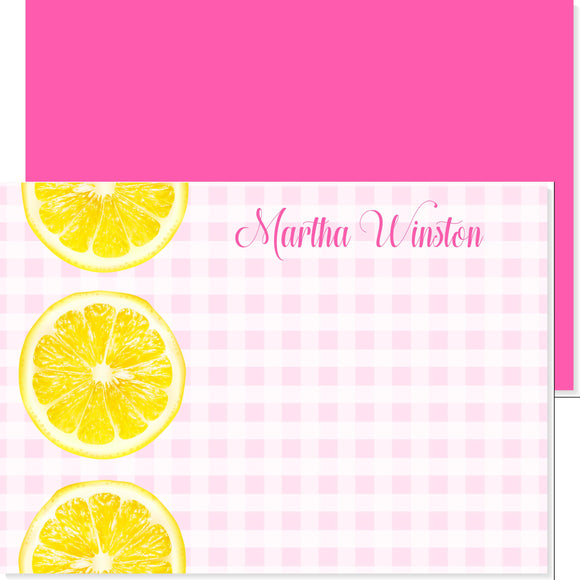 LADIES BIG PERSONALIZED PINK LEMONDADE NOTECARD