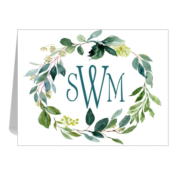 MONOGRAMMED FLORAL WREATH FOLDOVER