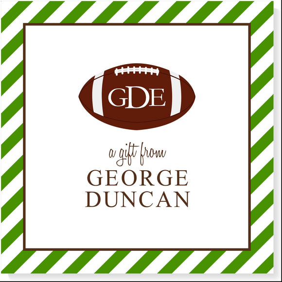 MONOGRAMMED FOOTBALL GIFT TAG