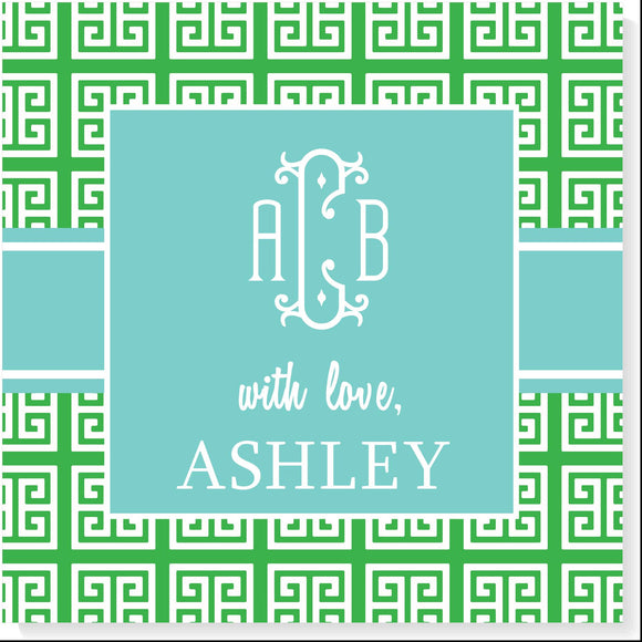 PERSONALIZED MINI GREEK PATTERN GIFT TAG WITH MONOGRAM - additional colors available