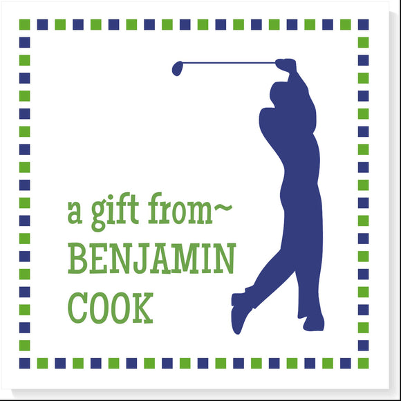 PERSONALIZED BOY GOLFER GIFT TAG - additional colors available