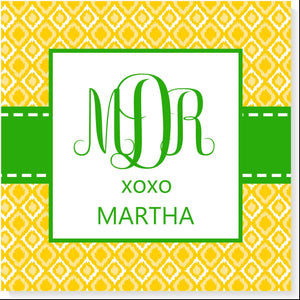 PERSONALIZED IKAT PATTERN GIFT TAG WITH MONOGRAM - additional colors available