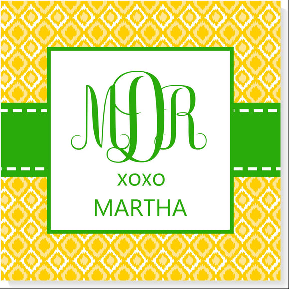 PERSONALIZED IKAT PATTERN GIFT TAG WITH MONOGRAM - additional colors available