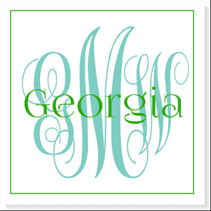 OVERLAPPING PERSONALIZED MONOGRAM GIFT TAG - additional colors available