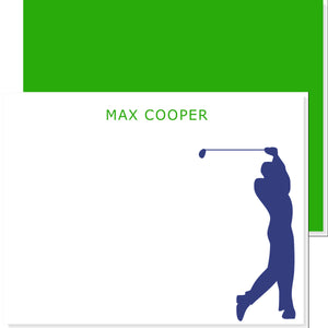 HIS GOLF SWING PERSONALIZED NOTECARD - additional colors available