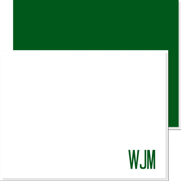 MENS CORNER MONOGRAMMED NOTECARD - additional colors available