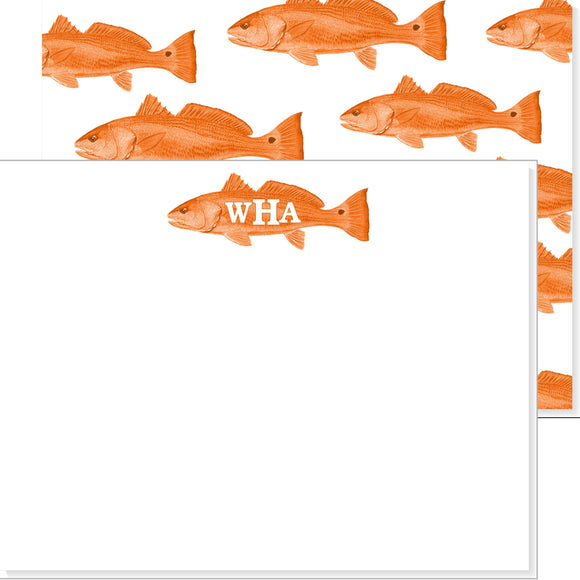 BOYS MONOGRAMMED REDFISH NOTECARD