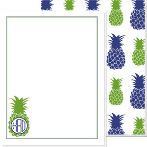 LADIES MONOGRAMMED PINEAPPLE NOTECARD - additional colors available