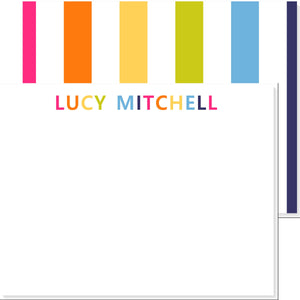 GIRLS PERSONALIZED RAINBOW STRIPE NOTECARD