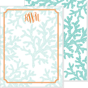 LADIES MONOGRAMMED CORAL PATTERN NOTECARD