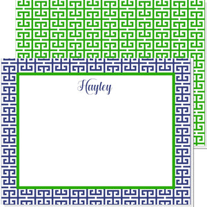 LADIES PERSONALIZED MINI GREEK PATTERN NOTECARD - additional colors available