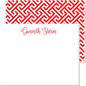 LADIES PERSONALIZED GREEK PATTERN NOTECARD - additional colors available