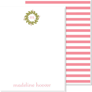 LADIES SWEET WREATH WITH STRIPED BACK NOTECARD