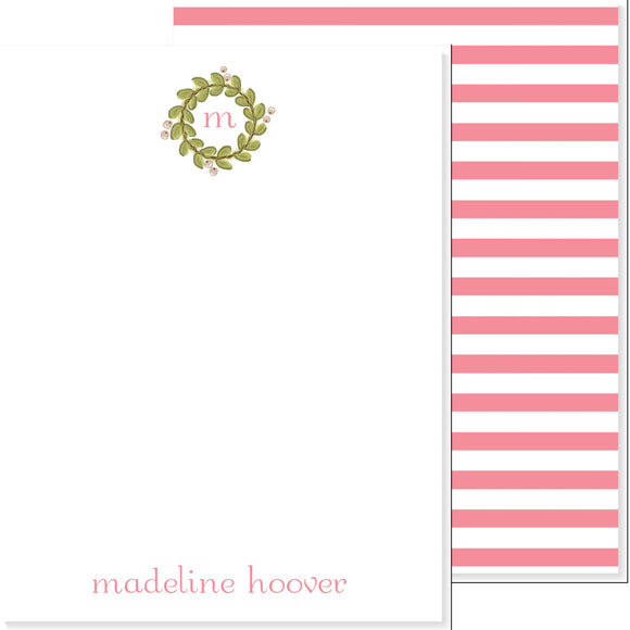 LADIES SWEET WREATH WITH STRIPED BACK NOTECARD