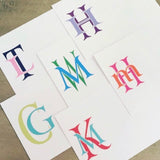 LADIES BIG BOLD 2 LETTER MONOGRAMMED NOTECARD - additional color options