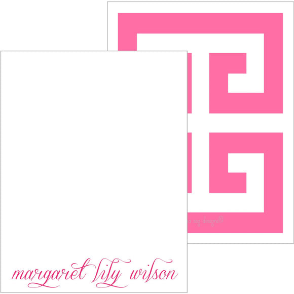 LADIES GREEK KEY FLAT NOTECARD - additional colors available