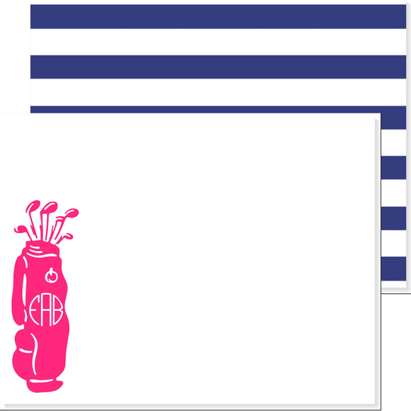 LADIES MONOGRAMMED GOLF BAG NOTECARD - additional colors available